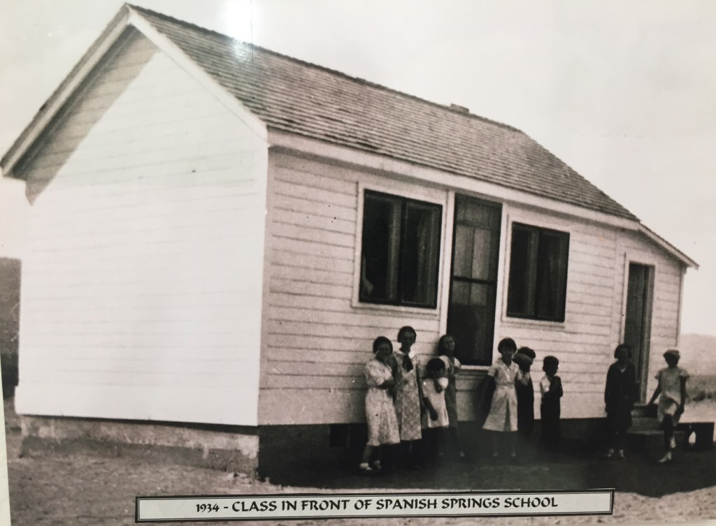 1934 - Class in front of Spanish Springs School